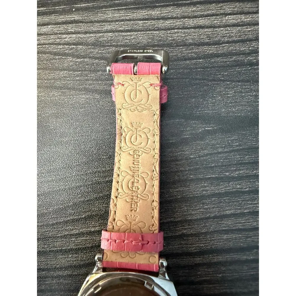 NWOT Vintage Juicy Couture Pink Stainless Steel Genuine Leather Watch